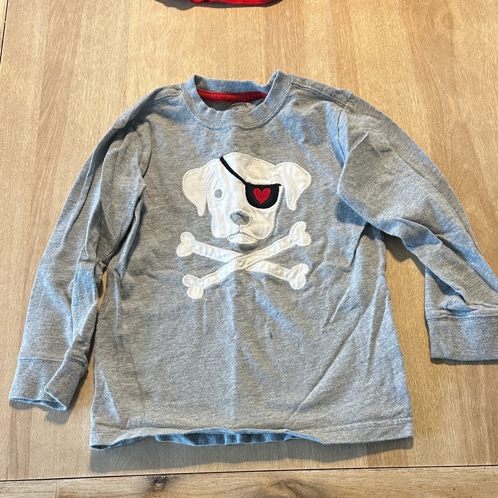 Gymboree Gray Long Sleeve Tee with Pirate Dog Design